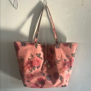 Bebe Floral Pink Tote Bag reversible w/Matching Crossbody